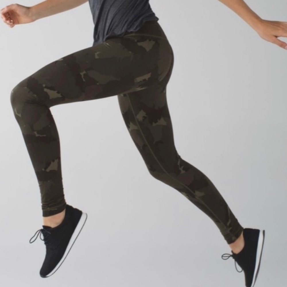 Lululemon wunder under pant green camo (full length)